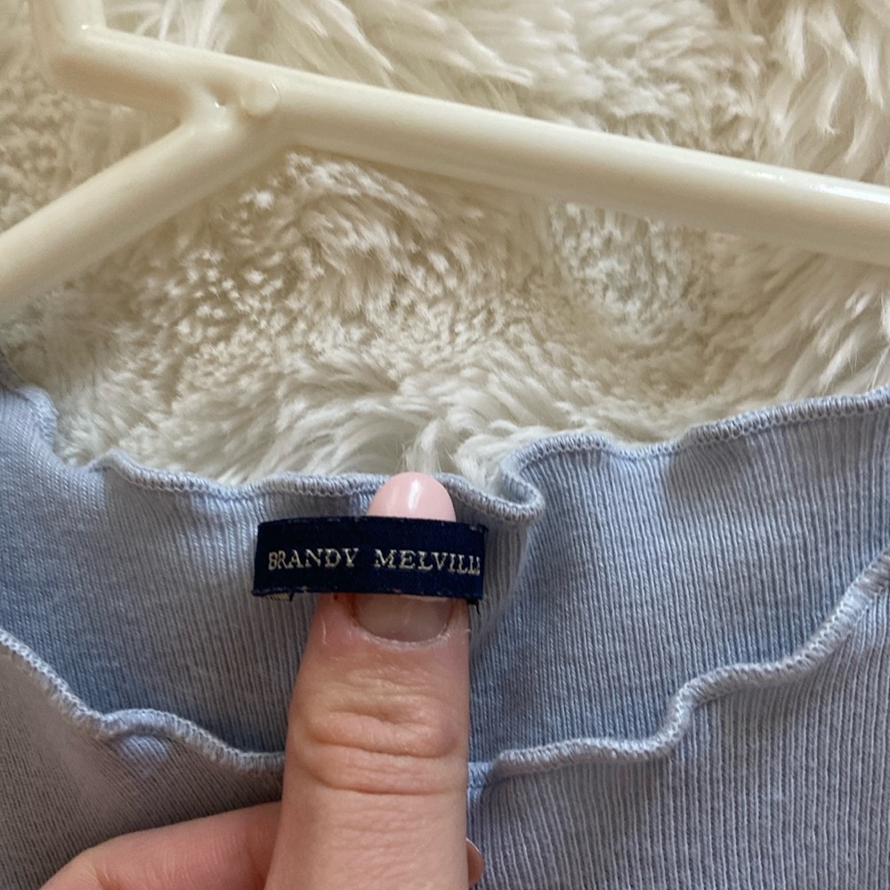 Brandy Melville baby blue riffled baby tee.